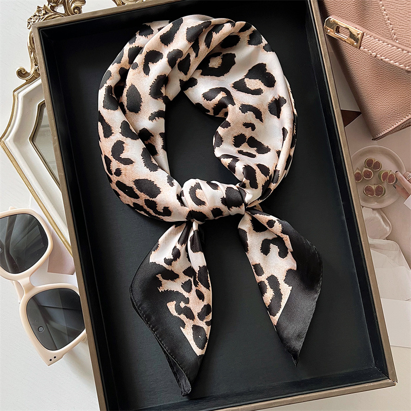 Scarf Silk Square - 70cm Square Luxury Leopard Print Silk