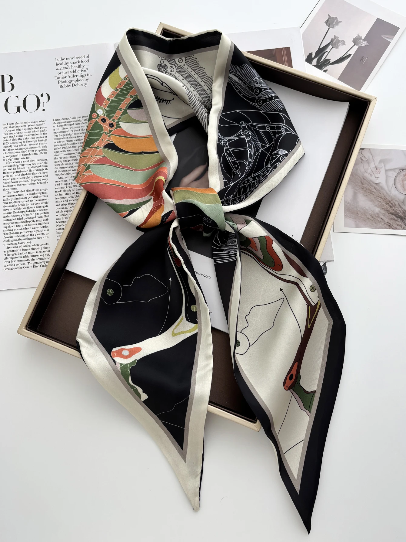 Luxury Print Scarf Skinny Ribb - Ascot Neck Scarf review and price