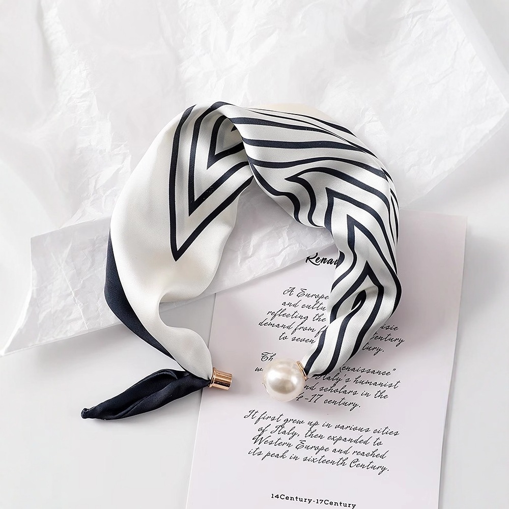 Women New Pearl Buckle Silk Sc - Ascot Neck Scarf review and price
